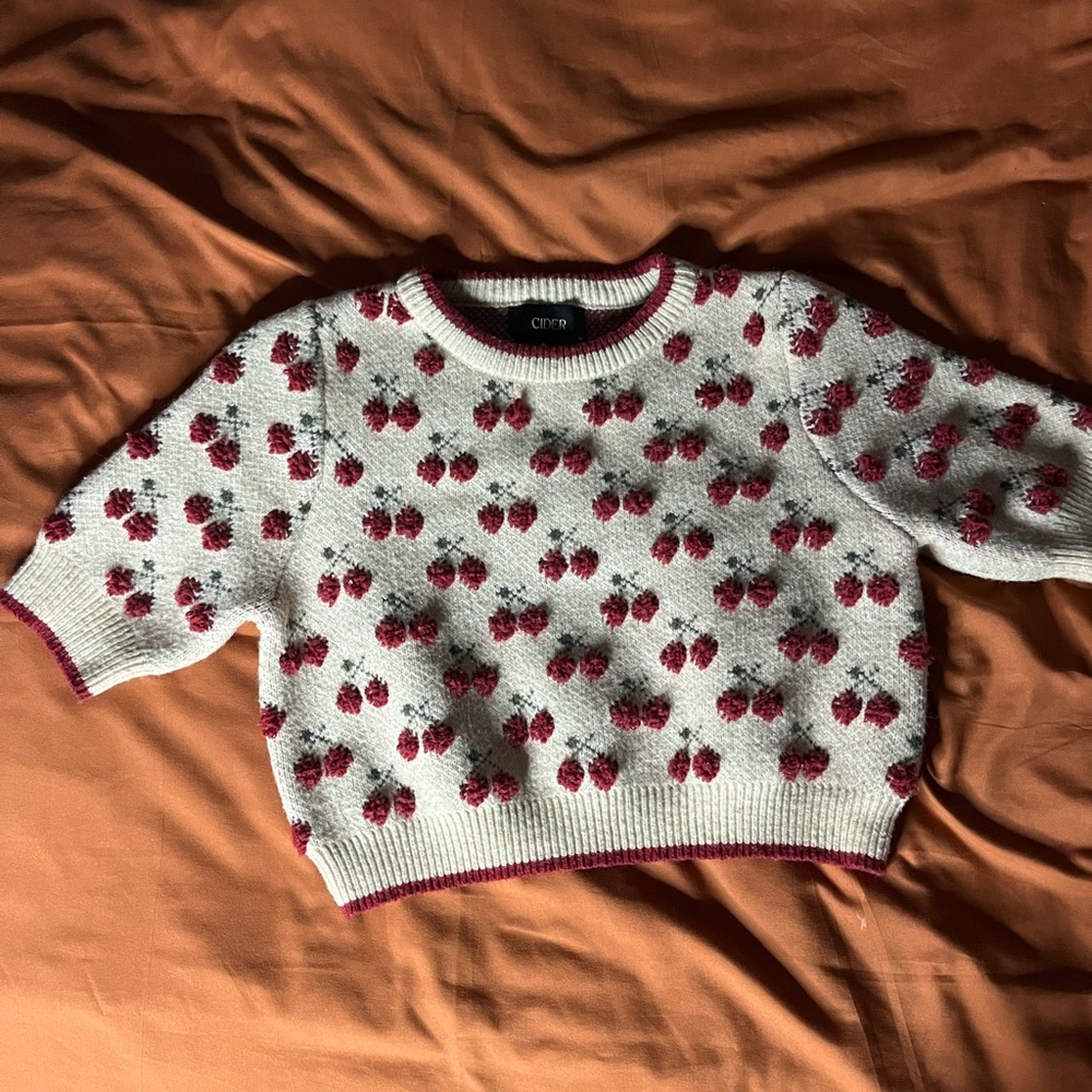 Cider Cherry Cropped Knit Sweater